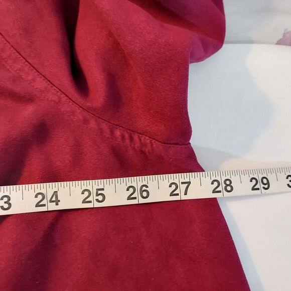 Catherines Womens 2X Faux Suede Long Sleeve Shirt Shacket Blouse Top Burgundy - Picture 9 of 11